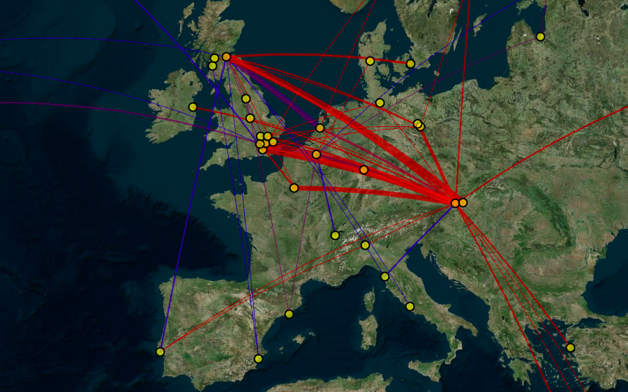 Example screenshot of the flights I've flown map